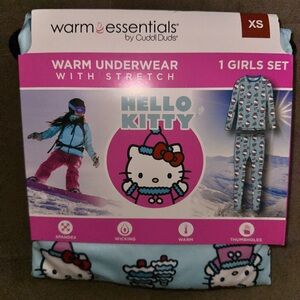 Warm Essentials by Cuddl Duds - Hello Kitty Girls Warm Underwear Set -NEW XS 4/5